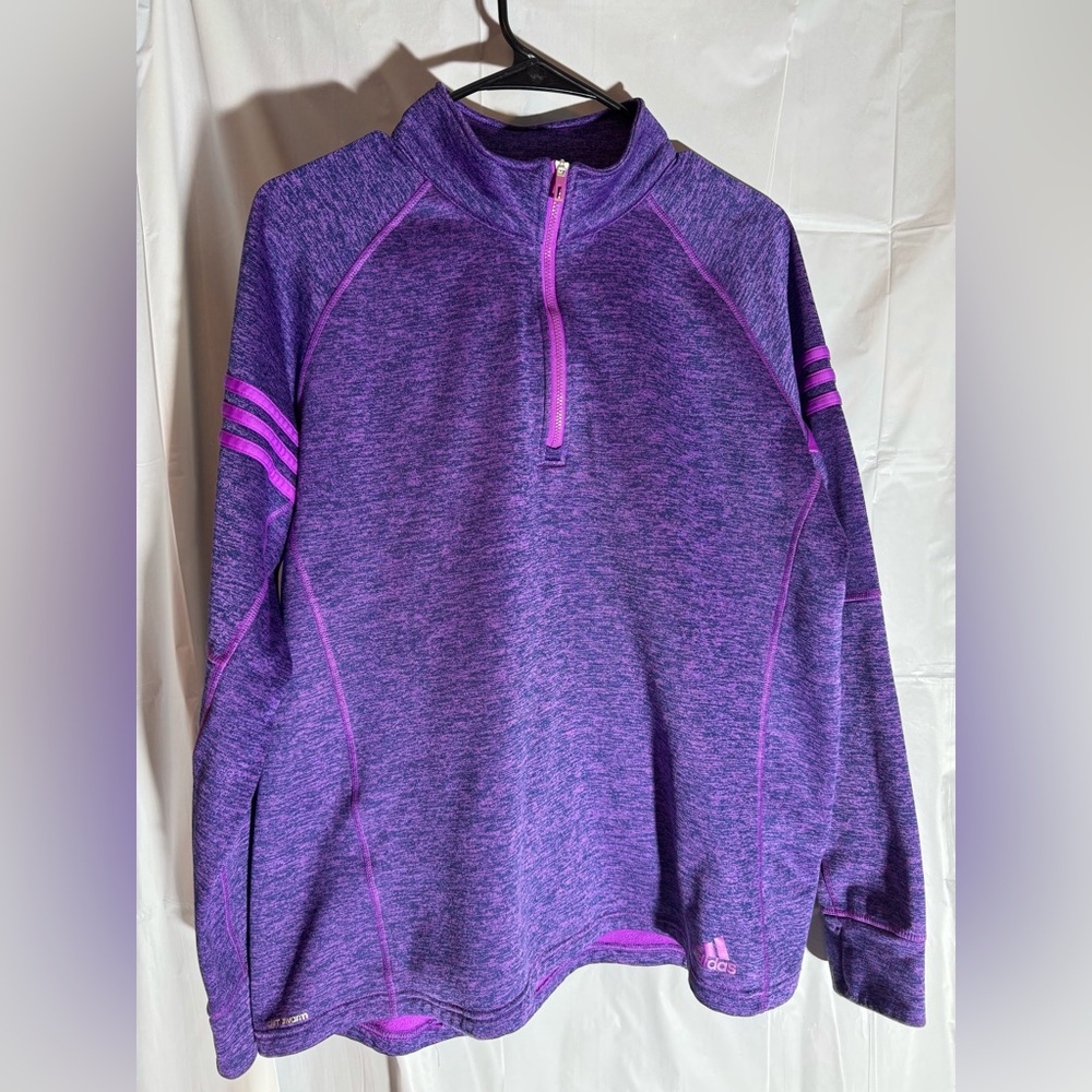 Adidas Heathered Purple Pullover with Pink Accents